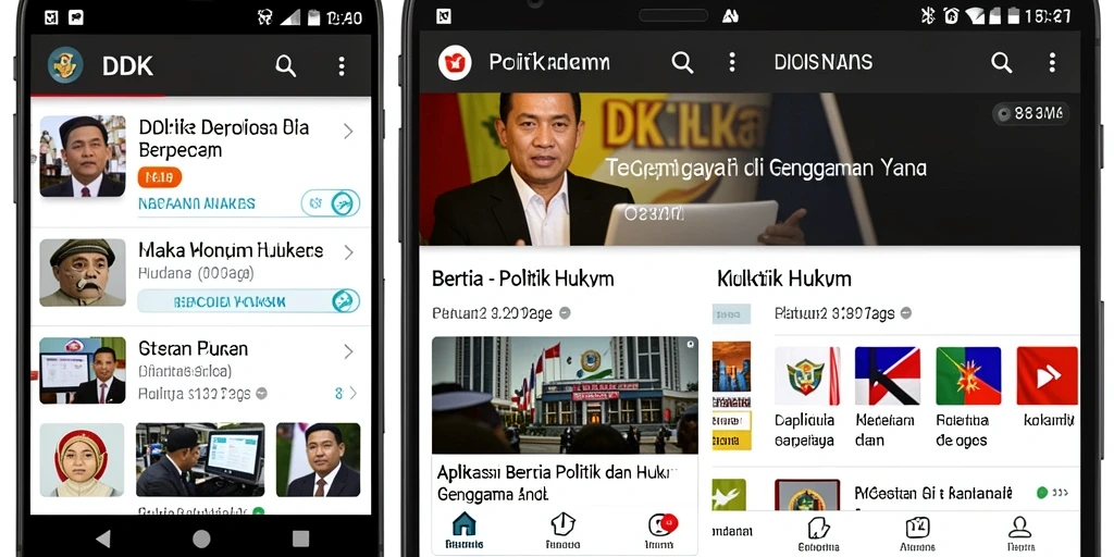 Antarmuka DKK yang memudahkan navigasi berita politik dan hukum.