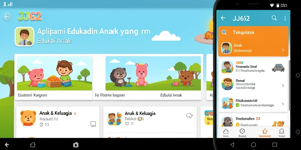 Tampilan antarmuka edukasi anak yang menarik dan interaktif.