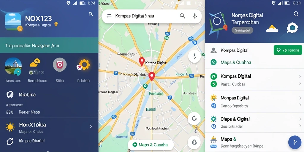 Antarmuka NOX123 menampilkan kompas digital yang intuitif dan responsif.