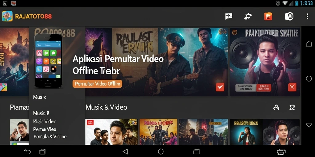 Tampilan antarmuka RAJATOTO88 saat memutar video offline.