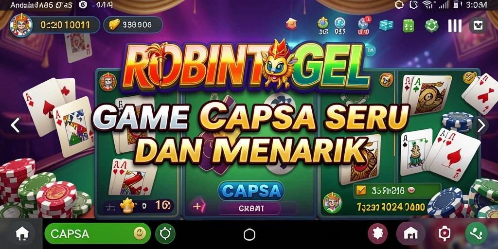 Antarmuka menarik dari ROBINTOGEL yang memudahkan navigasi permainan Capsa.