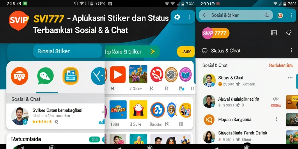 Tampilan antarmuka aplikasi SVIP777 untuk Status & Stiker yang menarik.